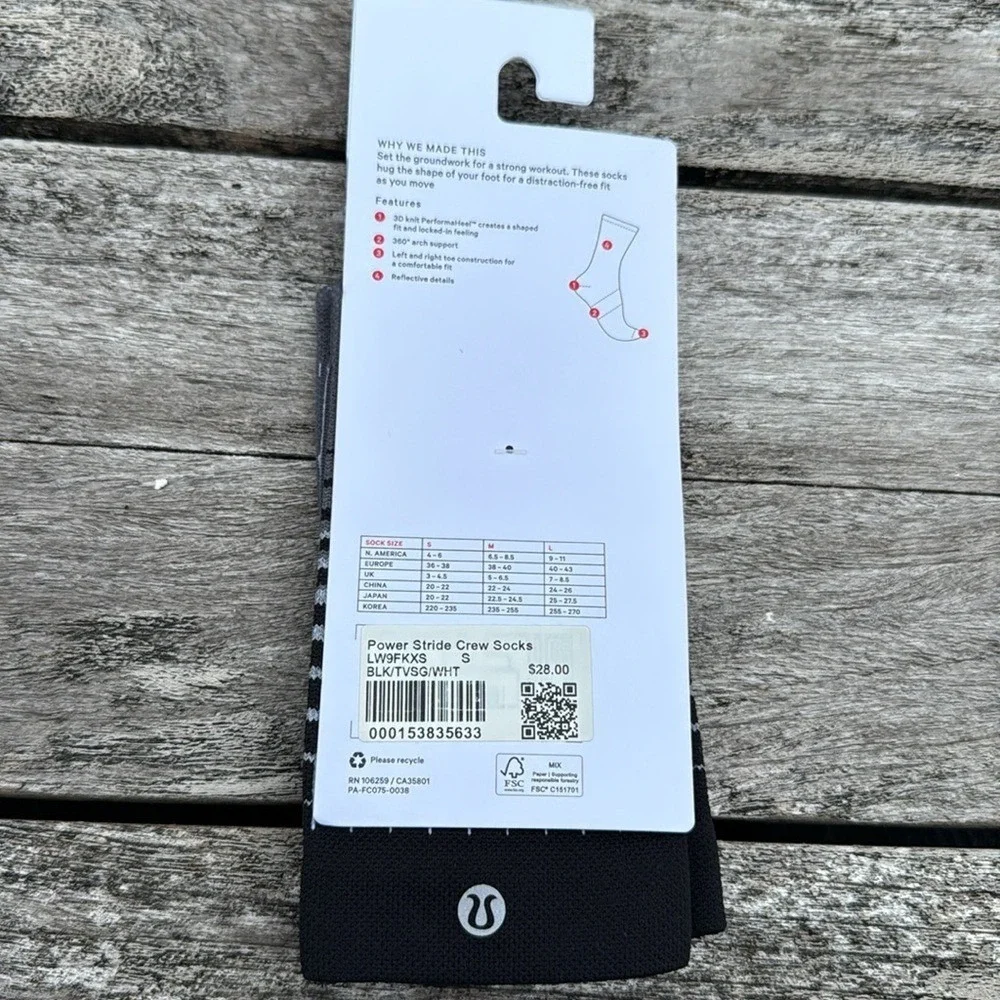 Bundle of 2 Lululemon Womens Power Stride‎ Crew Socks Reflective Size Small NWT